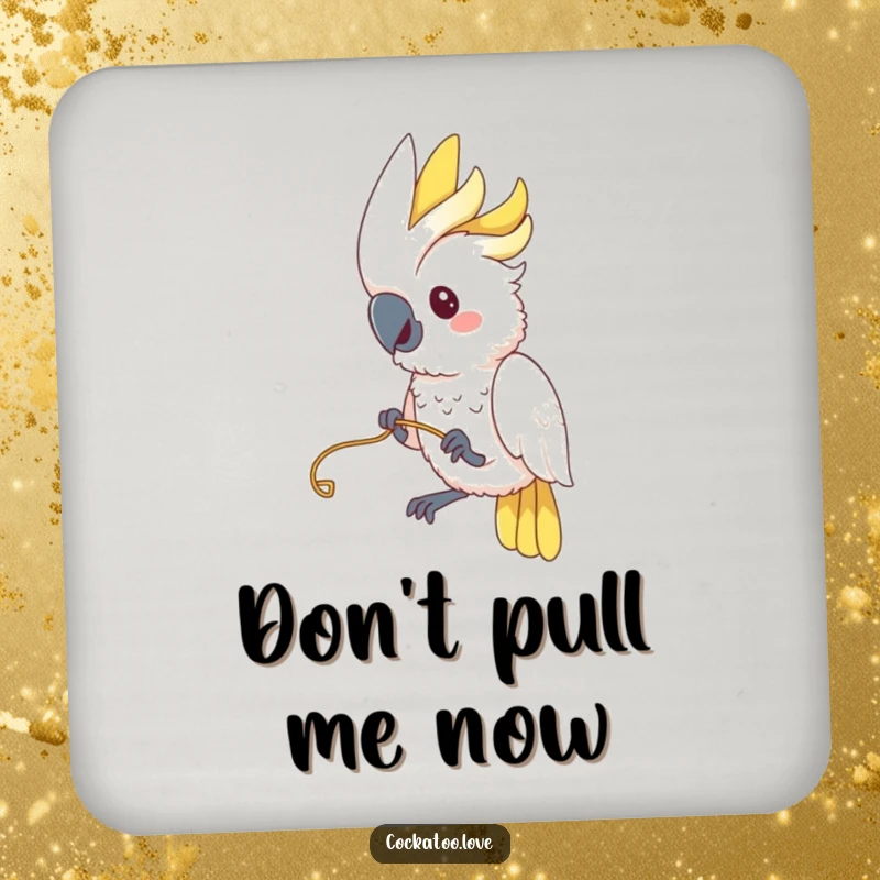 Funny Cockatoo Coasters: A cockatoo playfully tugs on a string, adding a funny and engaging design to these protective coasters.
