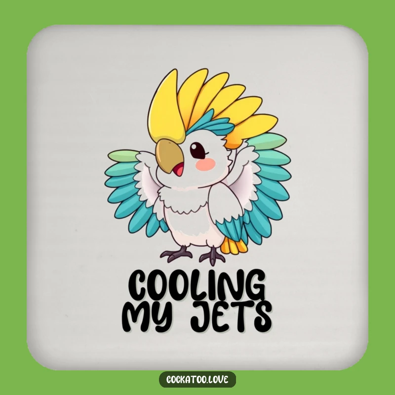 Funny Cockatoo Crest Fan Coaster: Protect Surfaces with Tropical Flair!