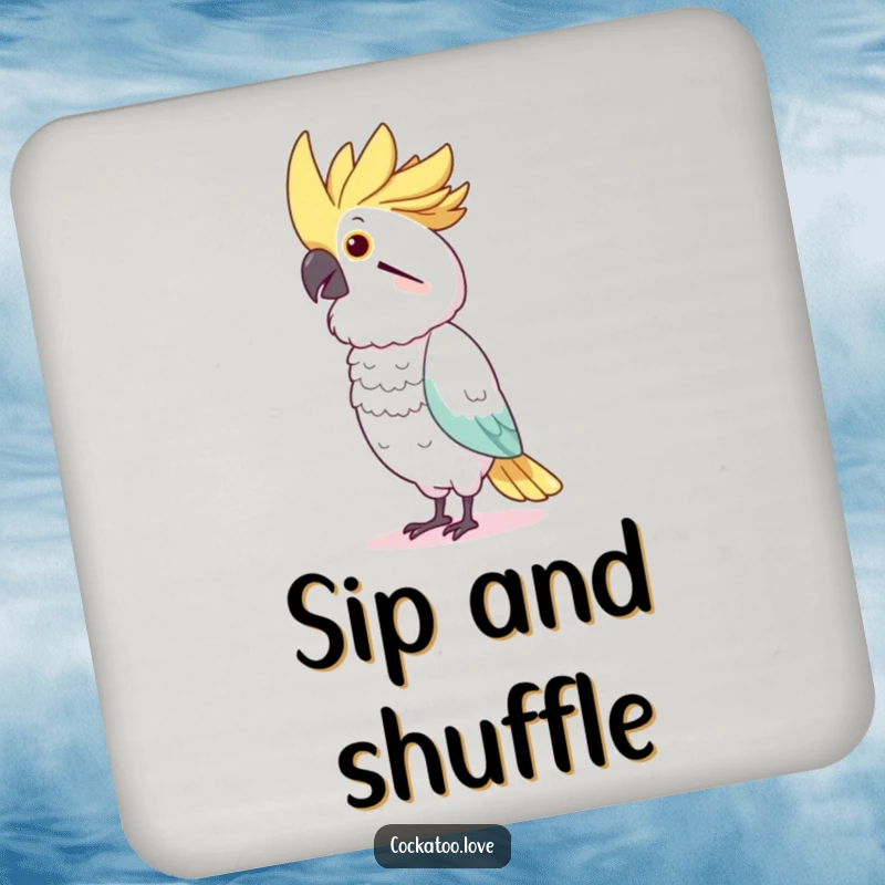 Funny Cockatoo Dancer Coaster: Artistic coaster showcasing a humorous bird character in a lively dance pose.
