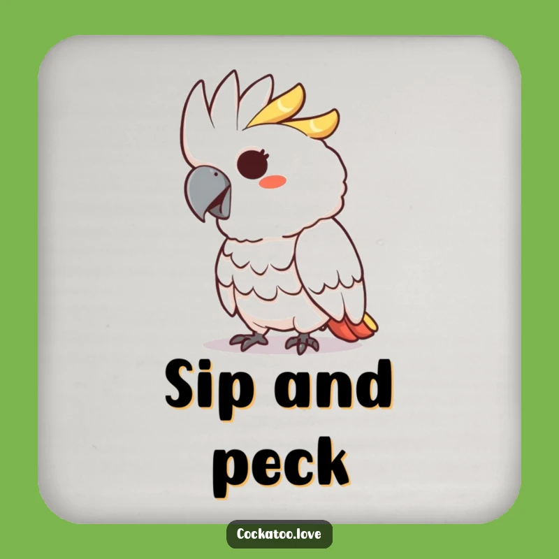 Funny Cockatoo Drink Coaster: Protect Surfaces with a Mischievous Peck