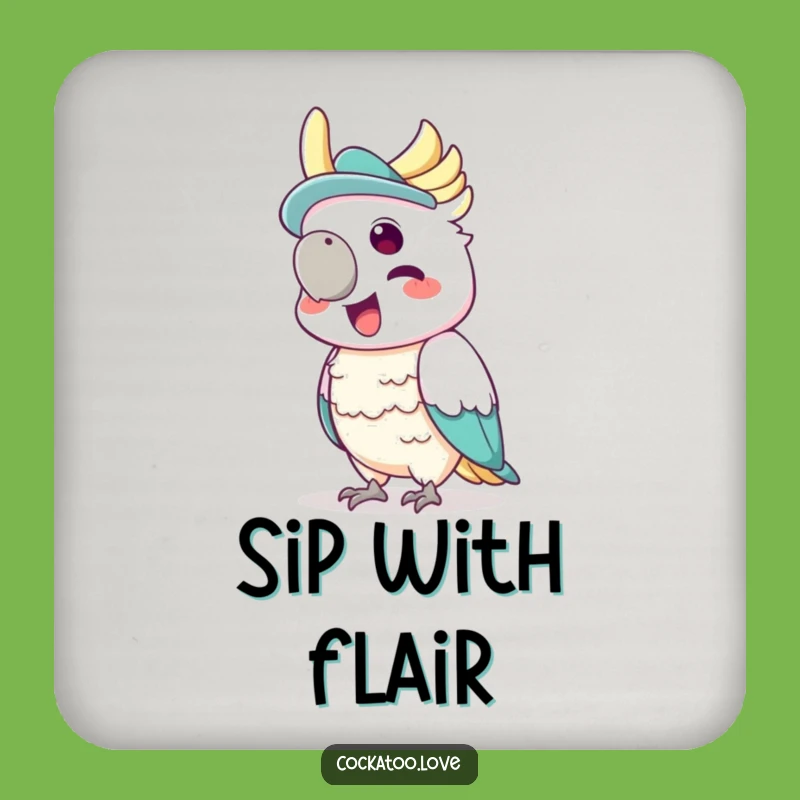 Funny Cockatoo Hat Coaster a Small Squawking Birdy Gift