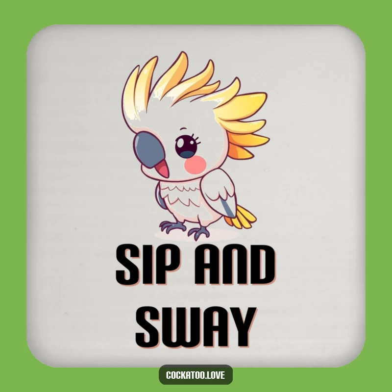 Funny Cockatoo Head Bobbing Drink Coaster - Cute Colorful Crested Bird Decor, Perfect Humorous Gift
