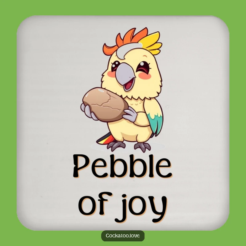 Funny Cockatoo Pebble Coasters: Colorful Bird Gift, Grinning Protection