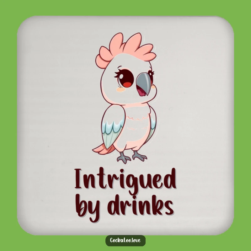 Funny Curious Cockatoo Drink Coaster: Head Tilt, Protect Surfaces Funny Gift