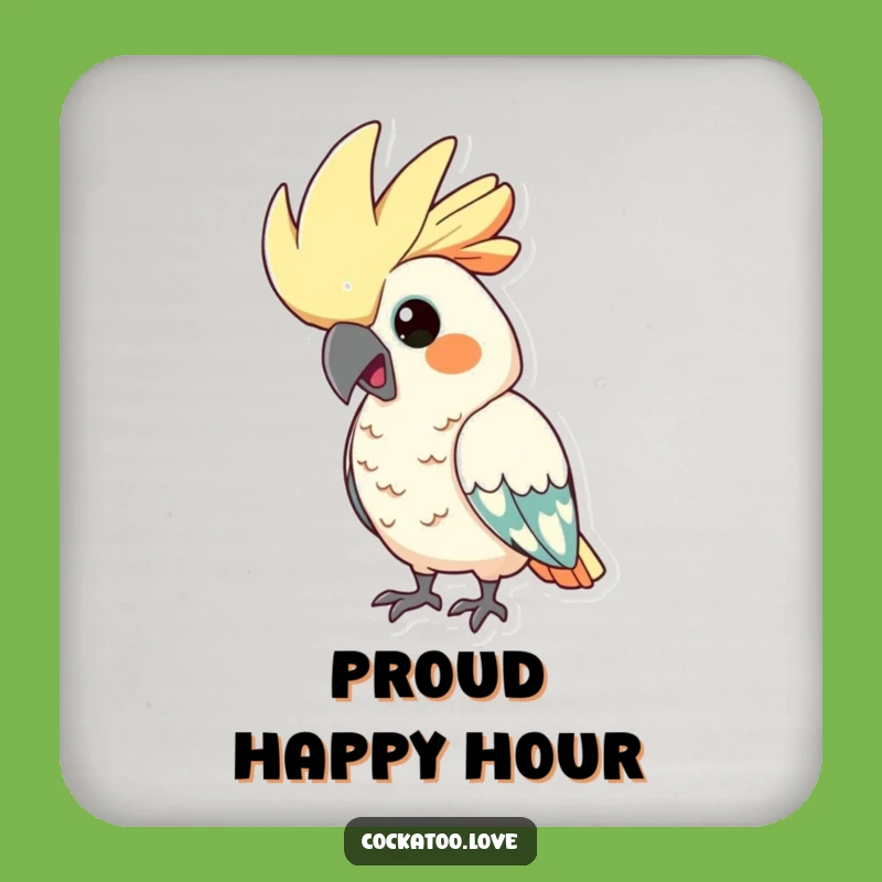 Funny Proud Cockatoo Coaster: Protect Surfaces with Comical Crest, Unique Funny Gift
