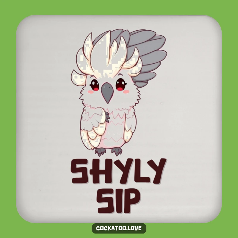 Funny Shy Cockatoo Coaster: Peeking Bird Feather Art, Cute Home Decor