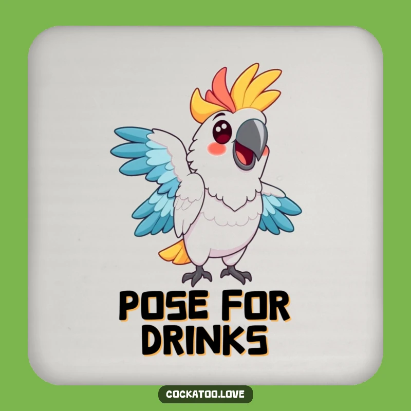 Funny Cockatoo Pose Coaster: Protect Surfaces with Personality, Funny Gift!