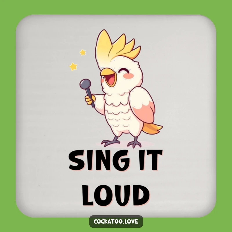 Funny Cockatoo Drink Coaster: Protect Surfaces with a Singing Bird