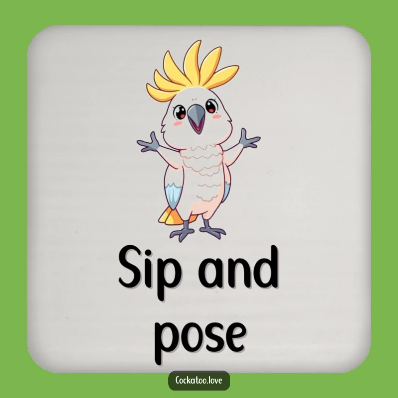 Funny Cockatoo Silly Pose Coaster - Quench Your Thirst for Humor, a Hilarious Gift!
