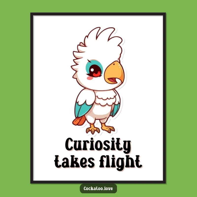 Funny Quizzical Cockatoo Poster: Add Thoughtful Wonder to Your Walls
