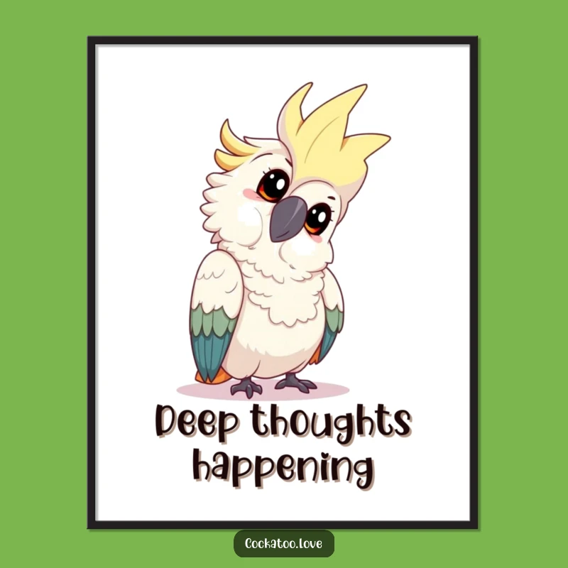 Funny Cockatoo Tilt Poster - Playful Inquisitive Bird Wall Art, Ideal Humorous Gift