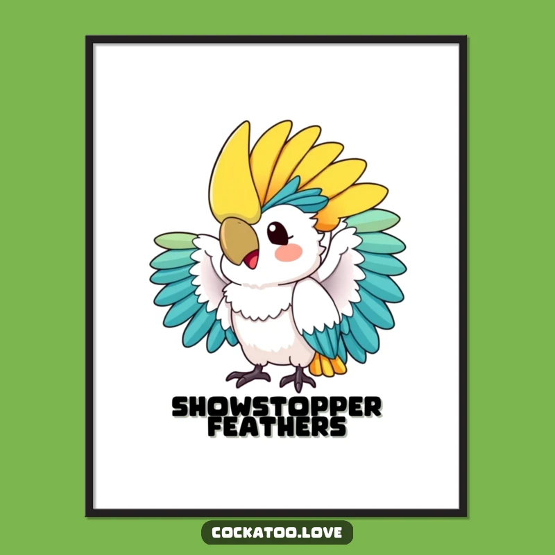 Funny Cockatoo Crest Fan Poster: Add Vibrant Excitement to Your Walls with This Art!