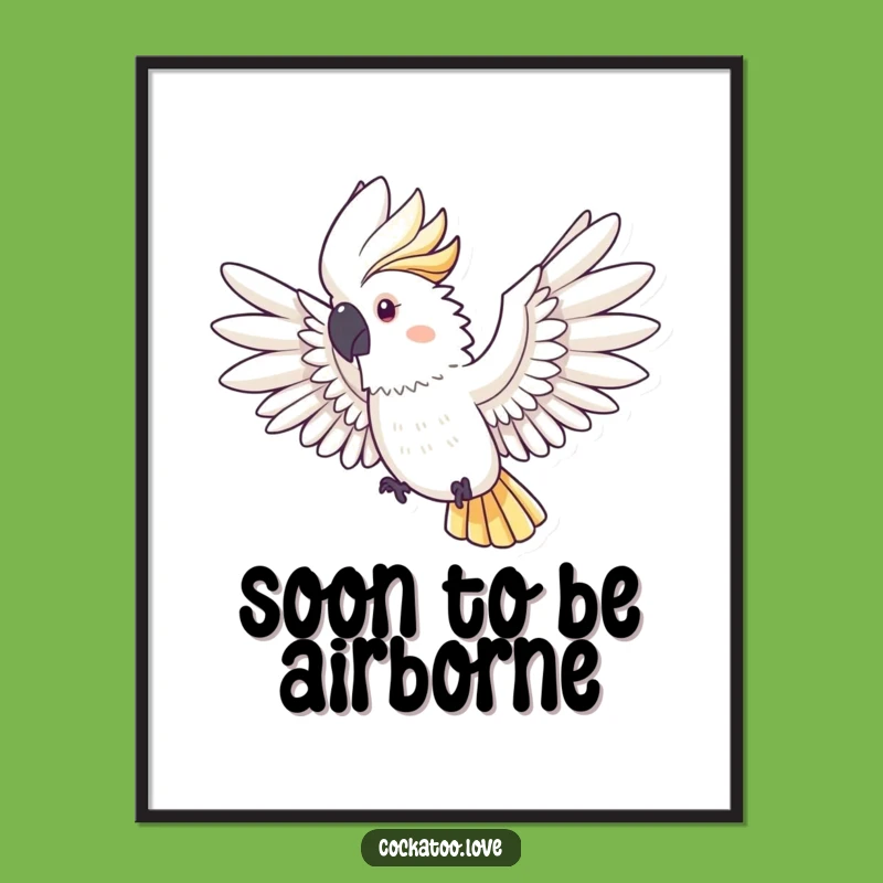 Funny Cockatoo Flight Poster - Evocative Bird Art, Perfect Funny Gift