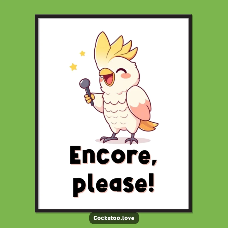 Funny Cockatoo Poster: Gleeful Triumphant Singer Art