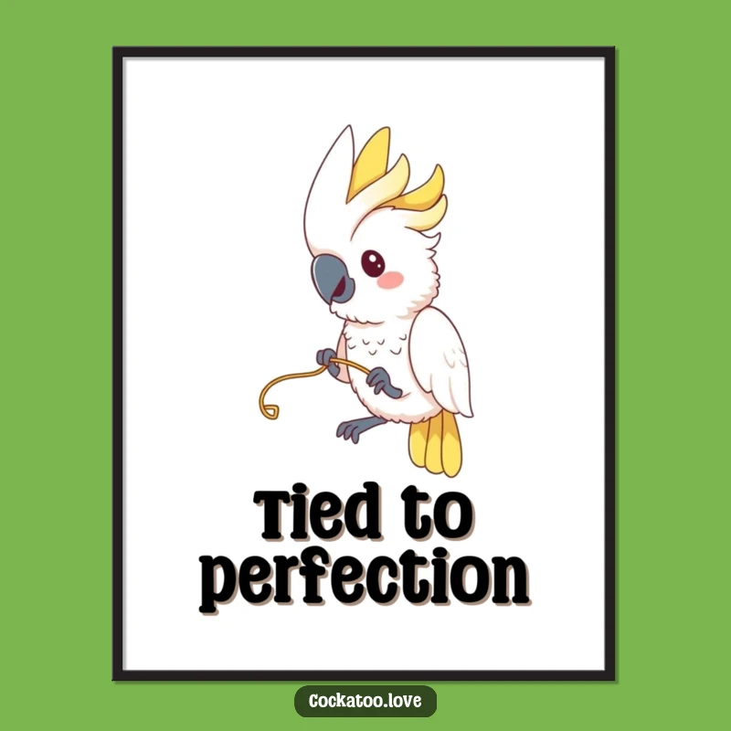 Funny Cockatoo String Play Poster - Whimsical Bird Art, Perfect Funny Gift