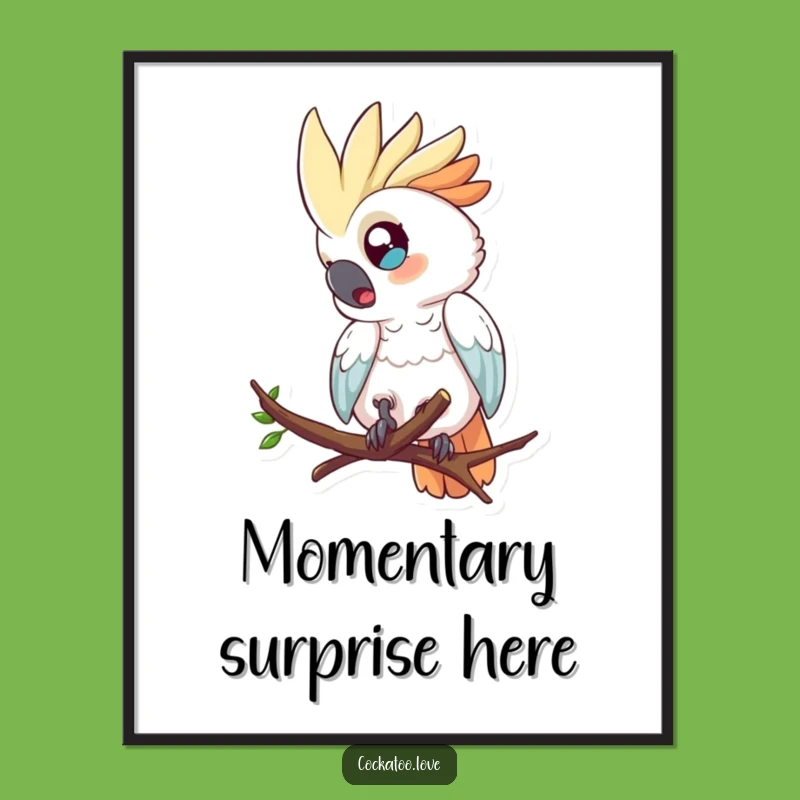 Funny Cockatoo Tumble Art Print a Surprised Wall Gift