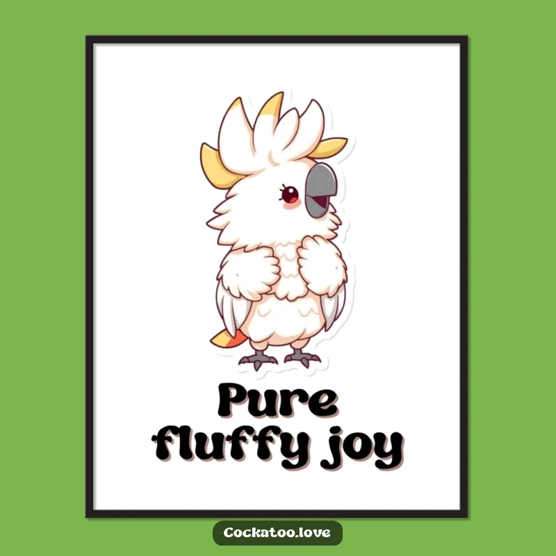 Funny Fluffy Cockatoo Poster: Preening Art - Lovely Funny Gift!