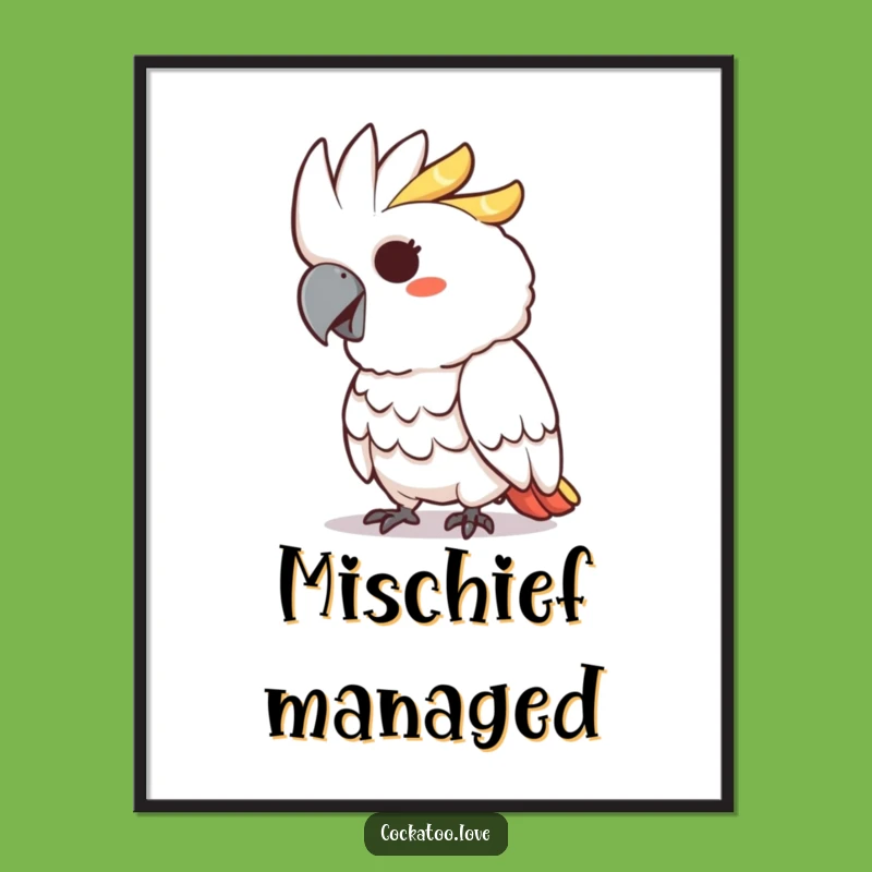 Funny Cockatoo Poster: Mischievous Grin and Playful Peck Art