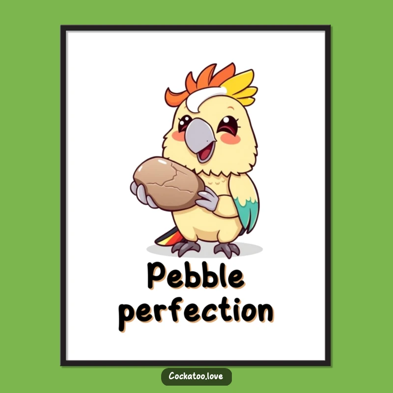 Funny Cockatoo Pebble Poster: Colorful Bird Art, Grinning Gift