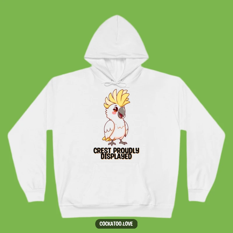 Funny Cockatoo Crest Hoodie: Cozy Bird Striking Pose, Warm Funny Gift