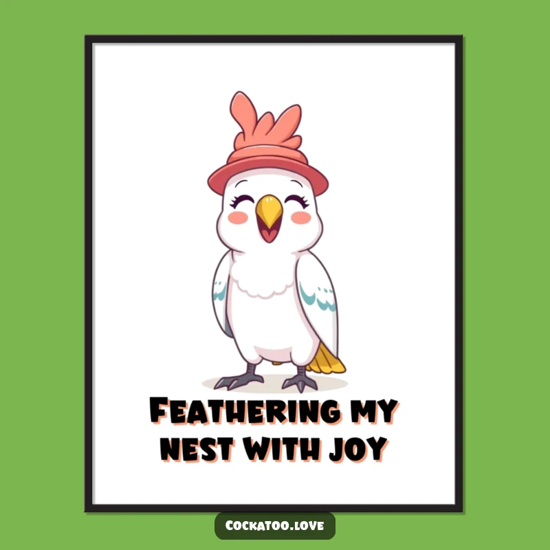Funny Free Printable Wall Art: Playful Cockatoo Squawks with Glee, Quirky Decor!
