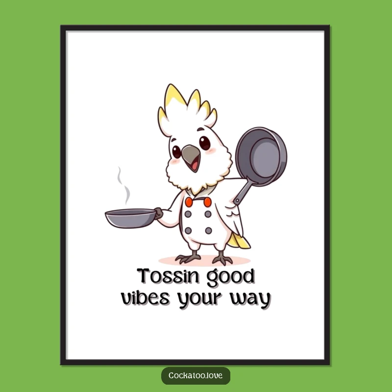 Free Printable Chef Cockatoo Wall Art: Funny Cooking Decor, Downloadable Art