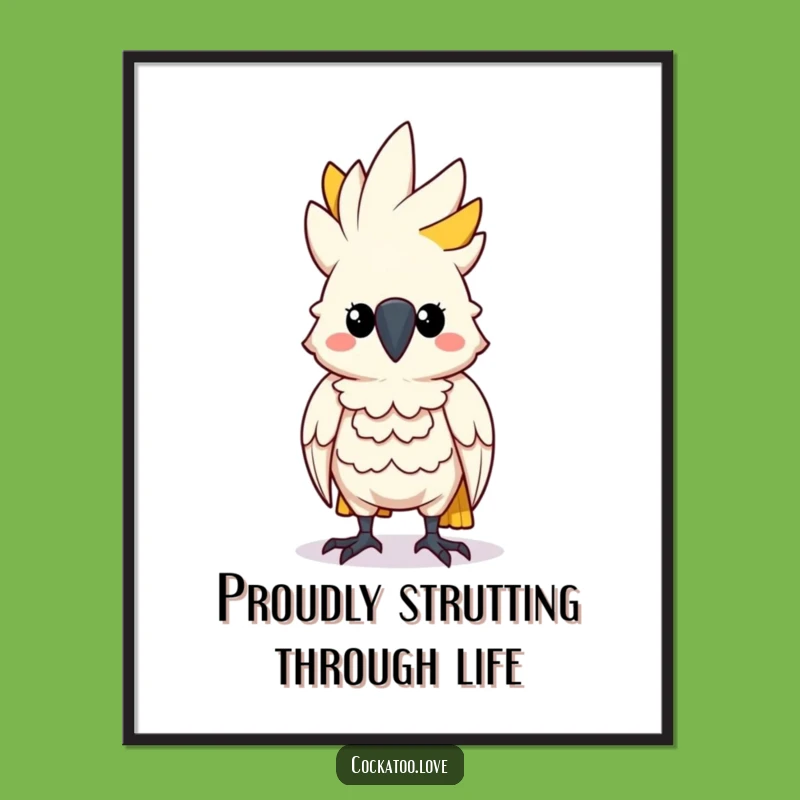 Free Printable Confident Cockatoo Wall Art: Funny Bold Decor, Downloadable Art