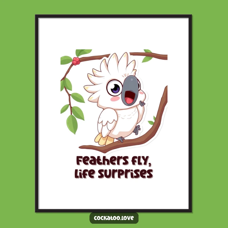 Free Printable Wall Art: Cockatoo Tumble, Funny Downloadable Art for Quirky Decor