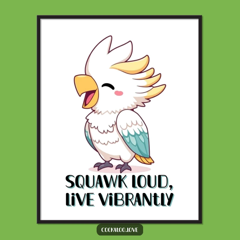 Free Printable Wall Art: Squawking Cockatoo Funny Downloadable Decor