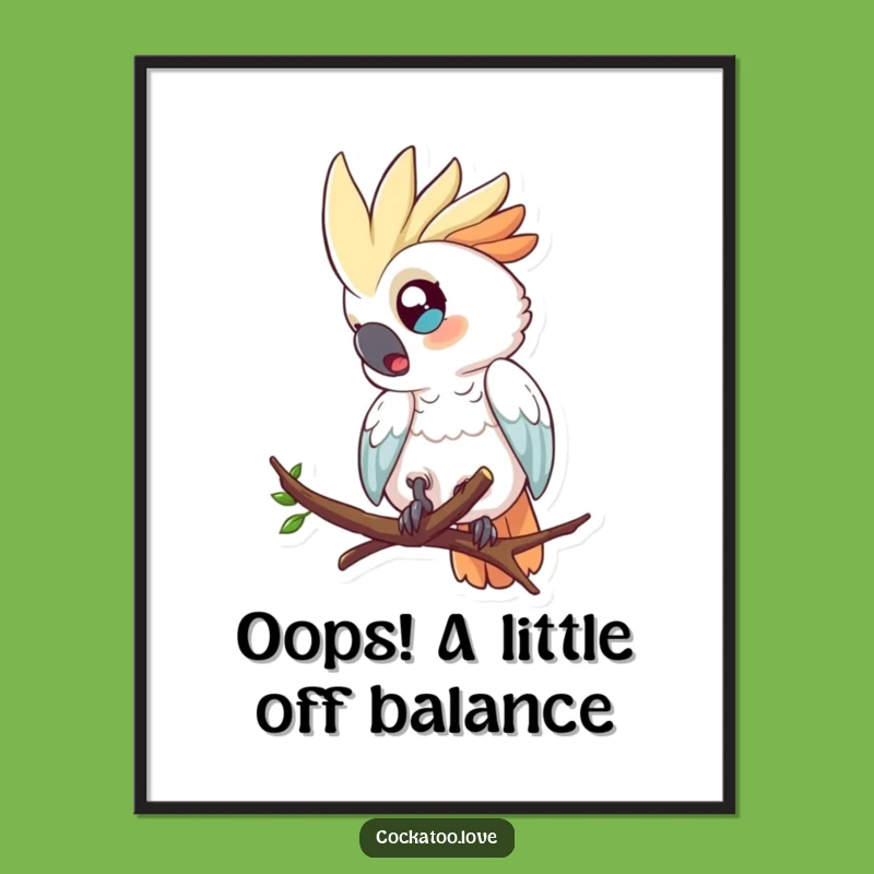 Free Printable Wall Art: Surprised Cockatoo Funny Downloadable Decor