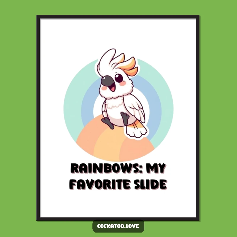 Funny Free Printable Cockatoo Art: Gleeful Rainbow Slide Decor