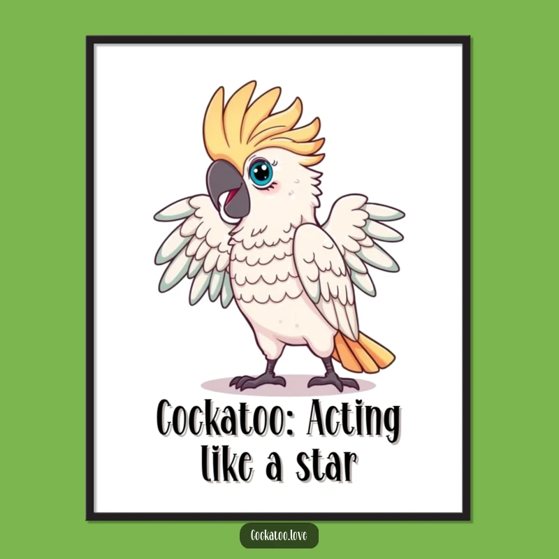 Funny Free Printable Wall Art: Proud Cockatoo Pose Art Downloadable Gift