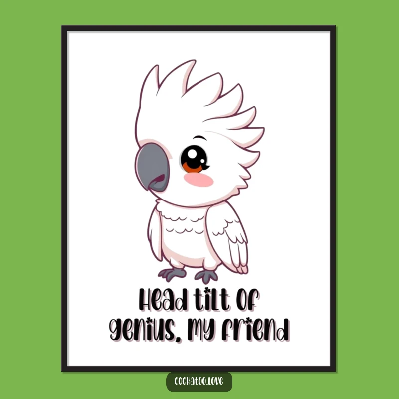 Free Printable Wall Art: Curious Cockatoo Tilting Head Funny Downloadable Art