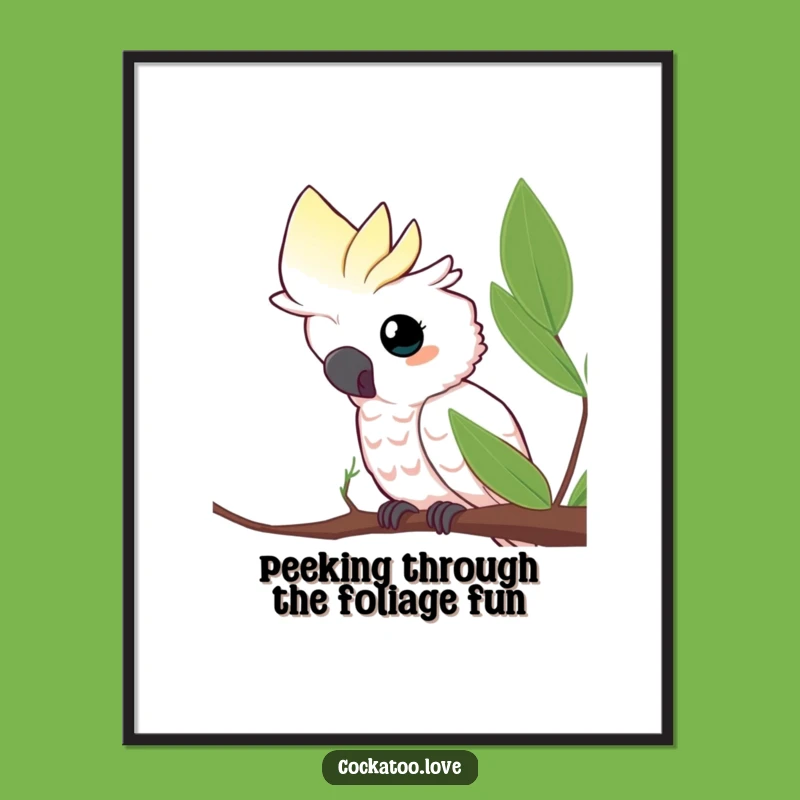 Free Printable Wall Art: Curious Cockatoo Investigates - Funny Downloadable Gift
