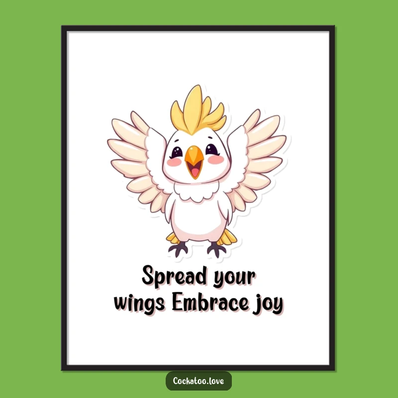 Funny Free Printable Wall Art: Joyful Cockatoo Wings, Downloadable Happy Decor