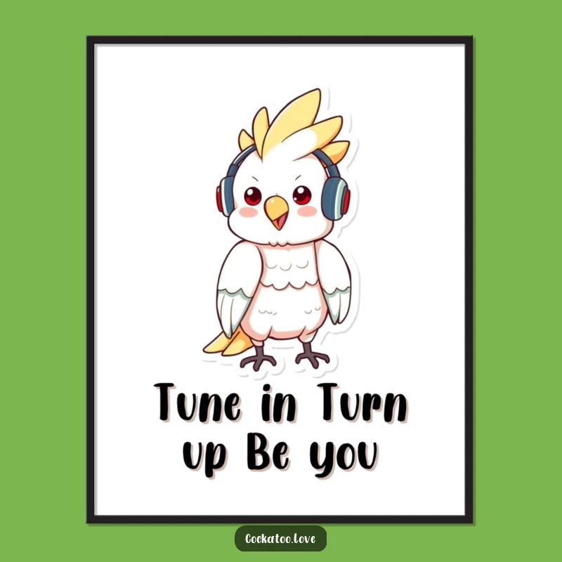 Funny Free Printable Wall Art: Cool Cockatoo DJ, Downloadable Music Lover Decor