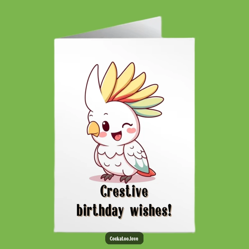 Funny Free Printable Birthday Cockatoo Card: Crest Raised Downloadable Greeting Gift