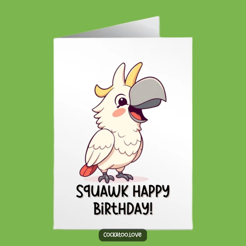 Free Printable Birthday Card: Happy Cockatoo Squawk, Funny Downloadable for Joyful Wishes