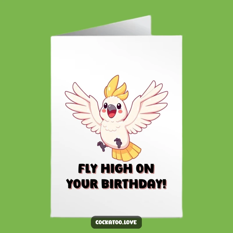 Free Printable Birthday Card: Joyful Leaping Cockatoo, Perfect Happy DIY Gift!