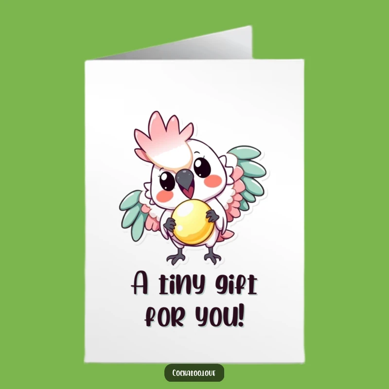 Free Printable Birthday Card: Playful Cockatoo Shiny Object Gift for Fun Downloadable Card