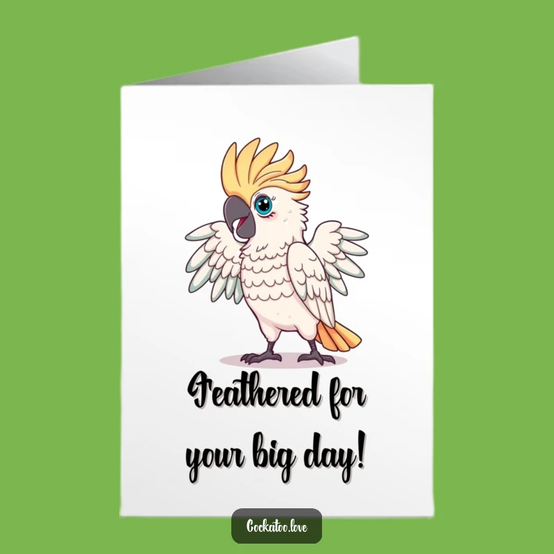Free Printable Birthday Card: Proud Cockatoo Pose Funny Downloadable Gift