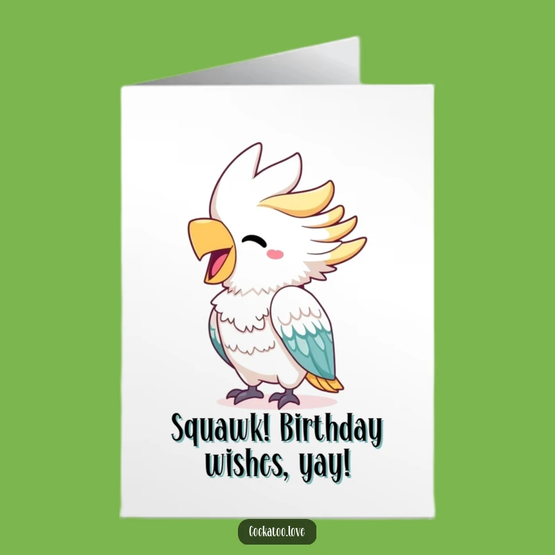 Free Printable Cockatoo Birthday Card: Squawking Bird Funny Downloadable Gift