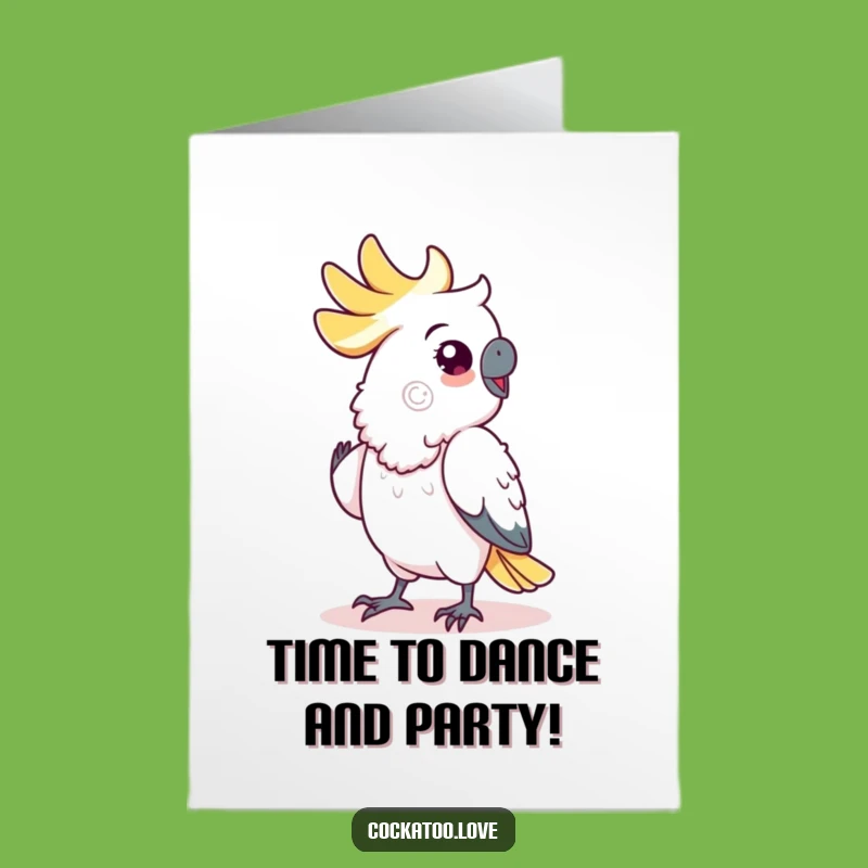Free Printable Funny Cockatoo Birthday Card: Dance Party Shuffle Downloadable Gift