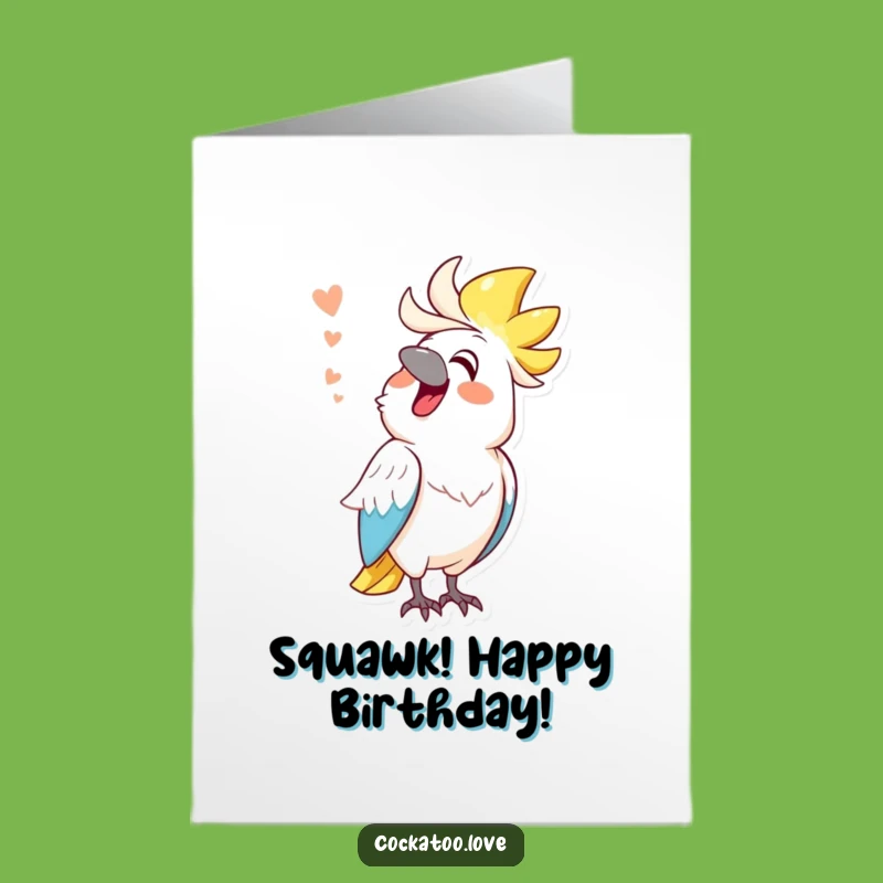 Funny Free Printable Birthday Cockatoo Card: Mimicking Sound Downloadable Greeting Gift