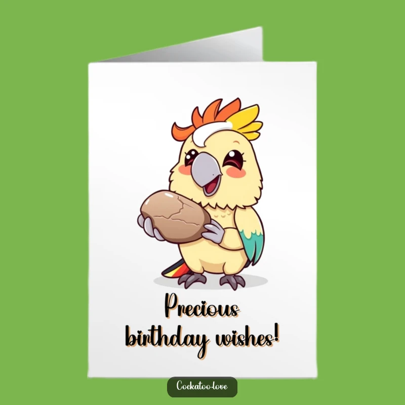 Funny Free Printable Birthday Cockatoo Card: Pebble Gift Downloadable Greeting