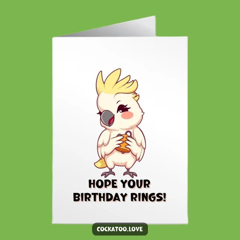 Free Printable Birthday Card: Winking Cockatoo & Bell - Cheeky Downloadable Gift!