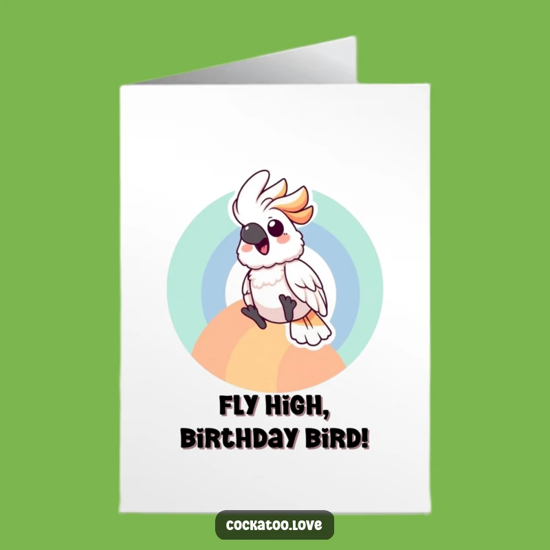 Joyful Free Printable Birthday Cockatoo Card: Rainbow Slide Download