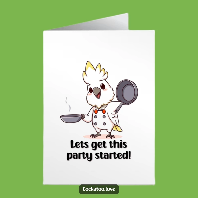 Free Printable Chef Cockatoo Birthday Card: Funny Cooking Fun, Downloadable Gift