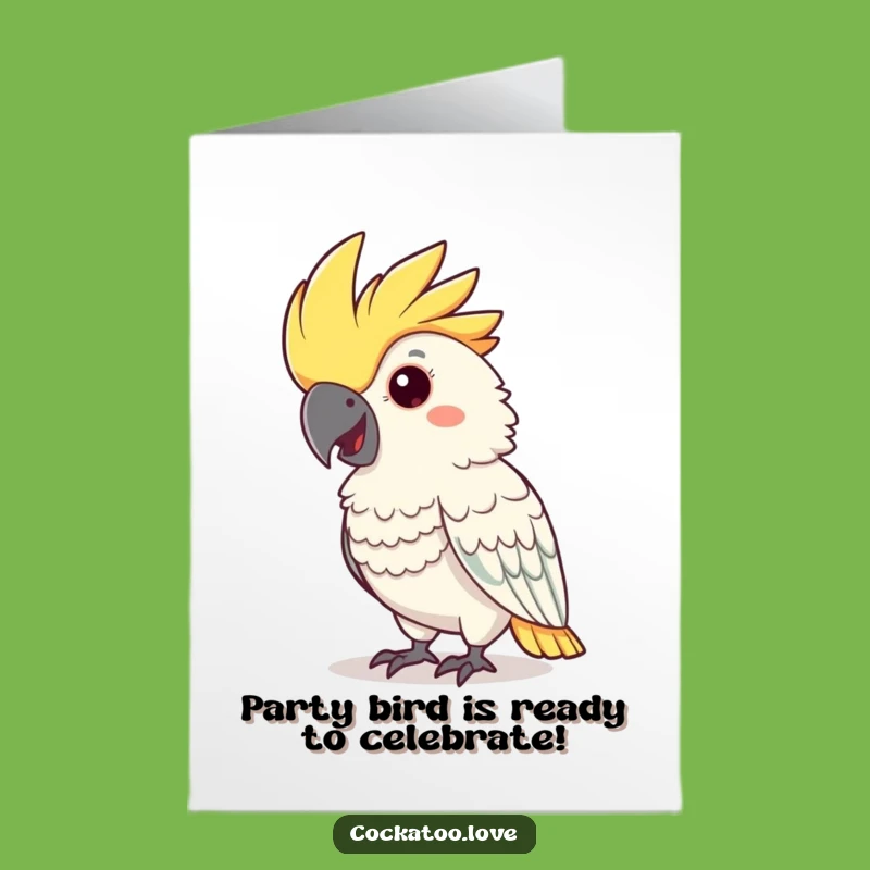 Free Printable Birthday Card: Cheerful Cockatoo Nodding Funny Downloadable Gift