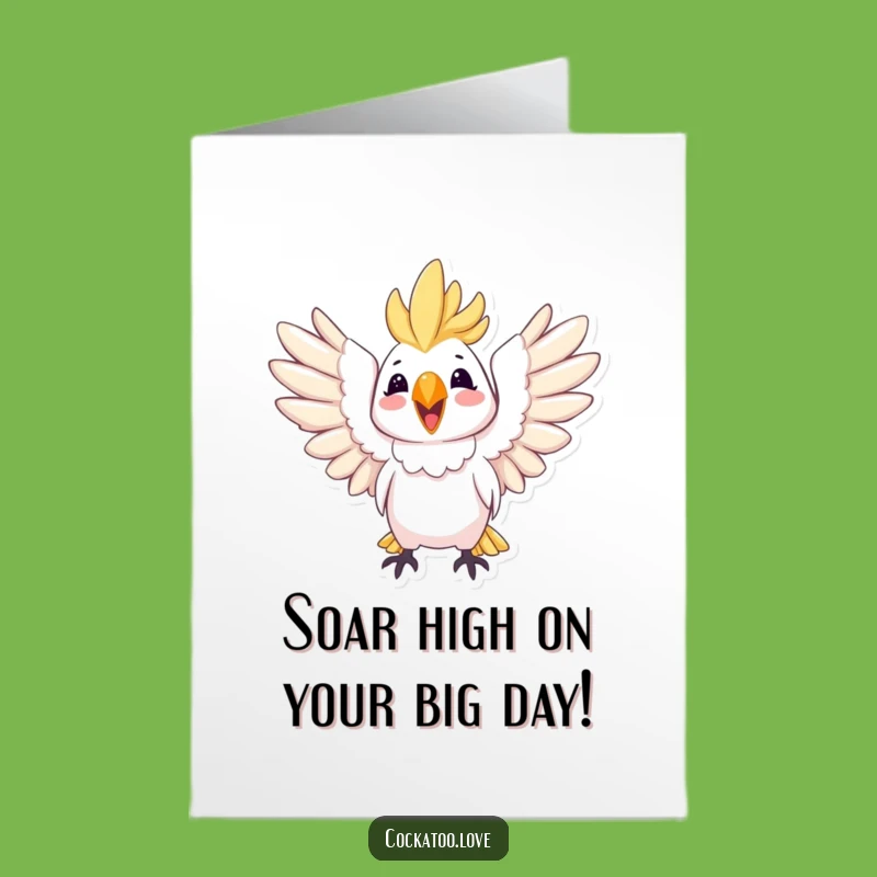 Free Printable Birthday Card: Joyful Cockatoo Spread Wings, Happy Downloadable Gift